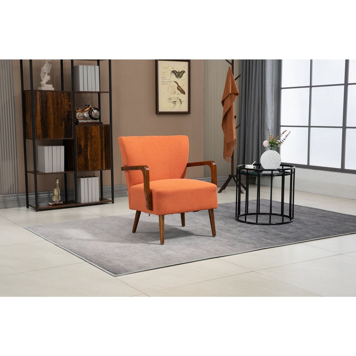 Wood Frame Armchair, Modern Accent Chair Lounge Chair for Living Room