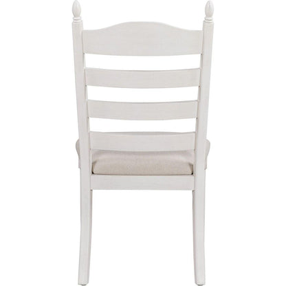 5-Piece Retro Functional Dining Table Set Wood Round Extendable Dining Table and 4 Upholstered Dining Chairs (Antique White) - Streamdale Furniture