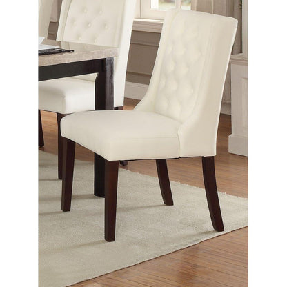 Modern Faux Leather White Tufted Set of 2 Chairs Dining Seat Chair