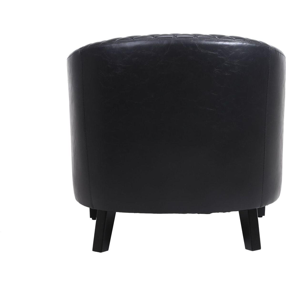 accent Barrel chair living room chair with nailheads and solid wood legs Black pu leather