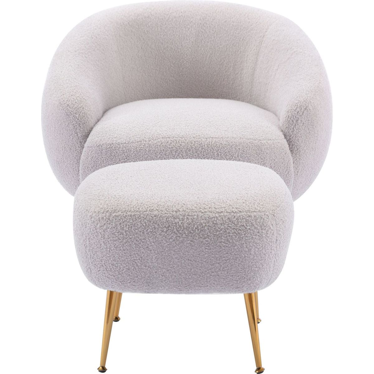 Modern Comfy Leisure Accent Chair, Teddy Short Plush Particle Velvet Armchair with Ottoman for Living Room