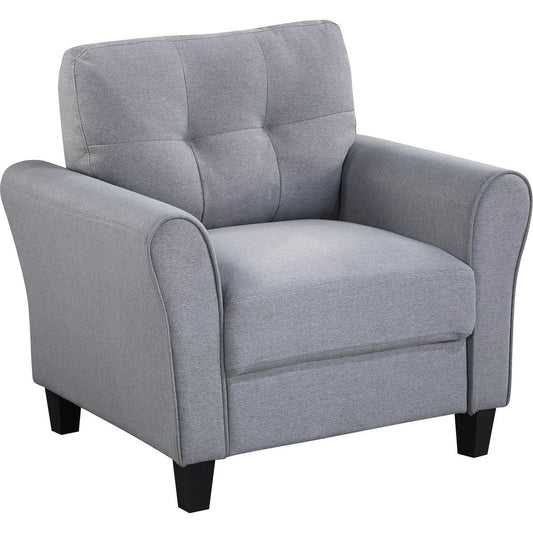 35" Modern Living Room Armchair Linen Upholstered Couch Furniture for Home or Office, Light Grey-Blue,(1-Seat,)