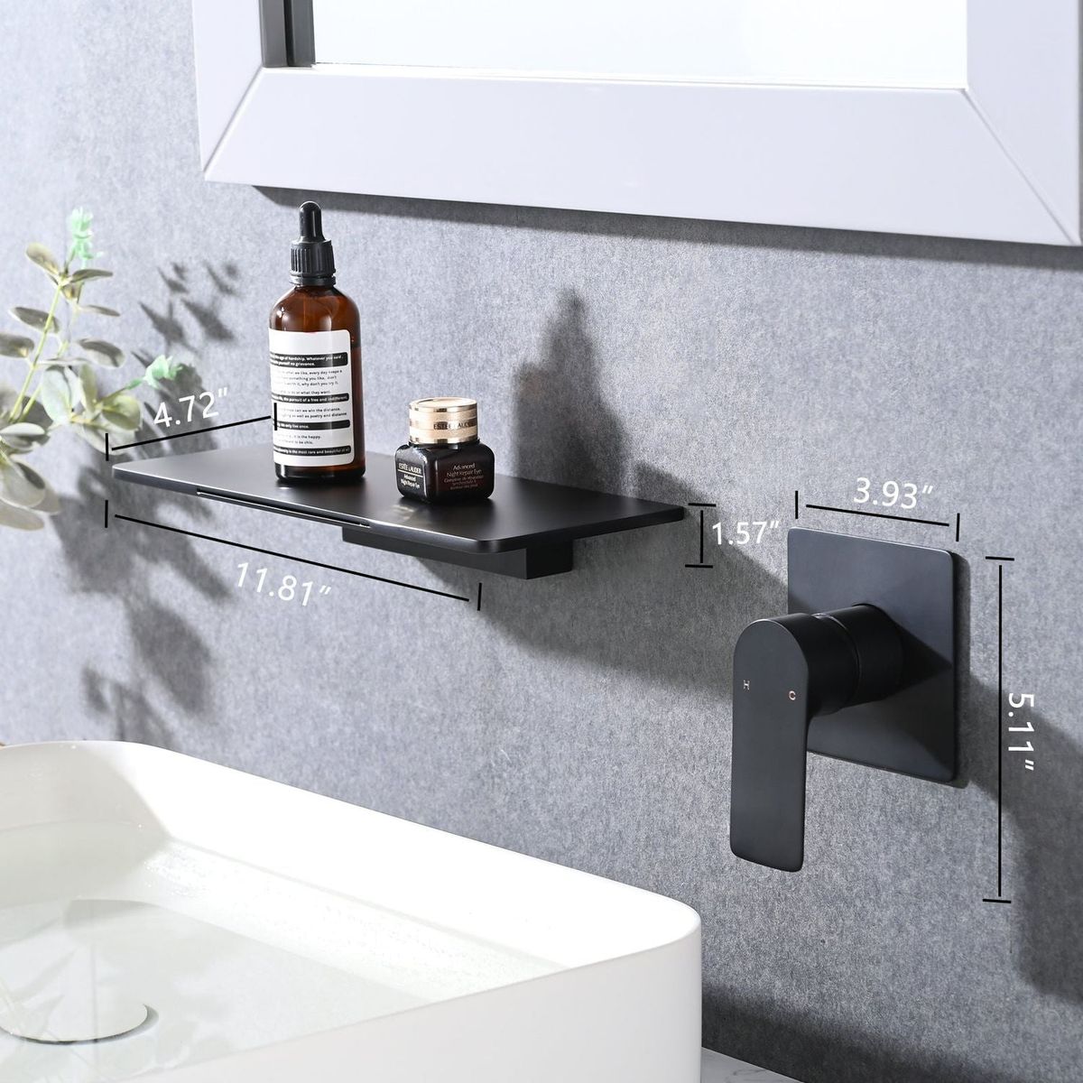 Single Handle Waterfall Wall Mounted Bathroom Sink Faucet