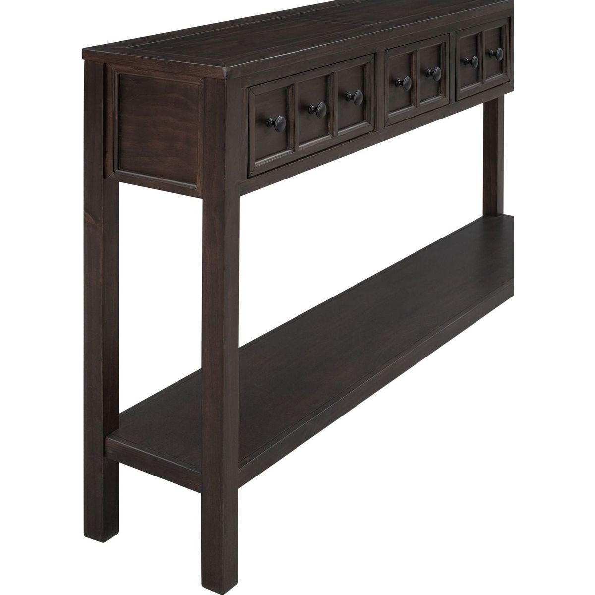 Rustic Entryway Console Table, 60" Long Sofa Table with two Different Size Drawers and Bottom Shelf for Storage (Espresso)