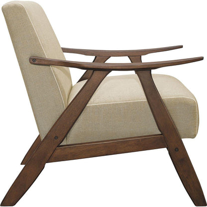 Modern Home Furniture Light Brown Fabric Upholstered 1pc Accent Chair Walnut Finish Wood Cushion Back and Seat Furniture