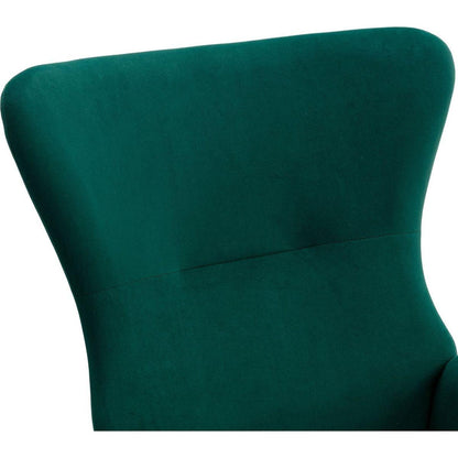 Velvet Fabric Padded Seat Rocking Chair With High Backrest And Armrests