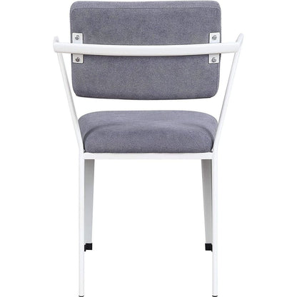 Cargo Dining Chair (Set-2), Gray Fabric & White (2Pc/1Ctn)