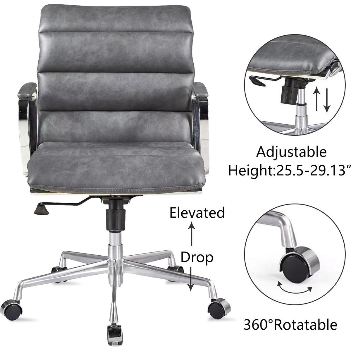 Modern swivel office desk chair luxury executive boss ergonomic computer chair armrest brown color metal frame office chair