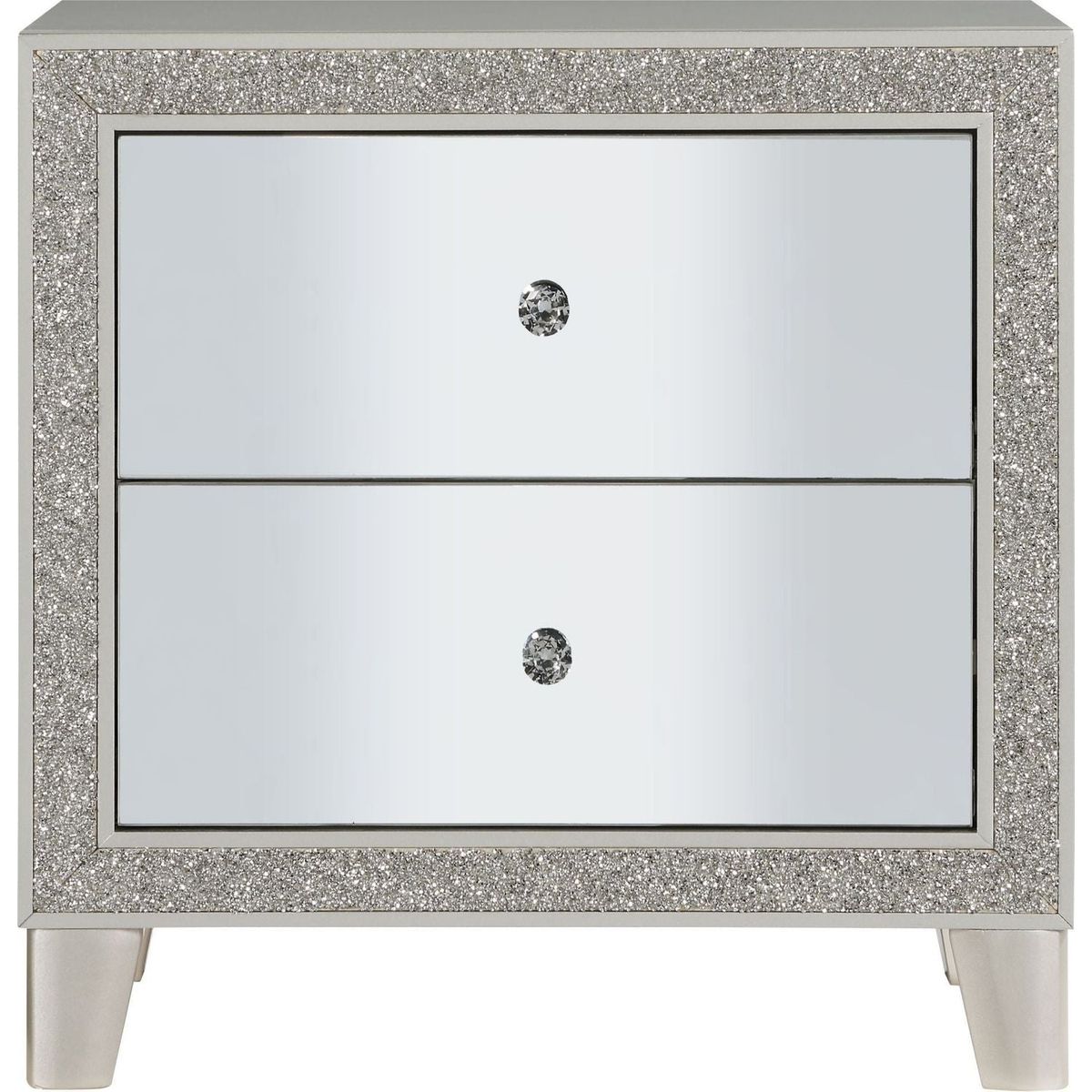 Sliverfluff Nightstand, Mirrored & Champagne Finish