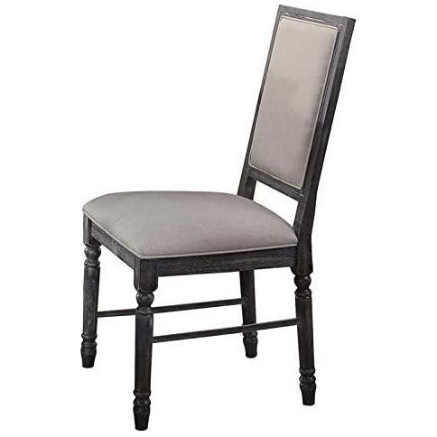 Leventis Side Chair (Set-2) in Cream Linen & Weathered Gray