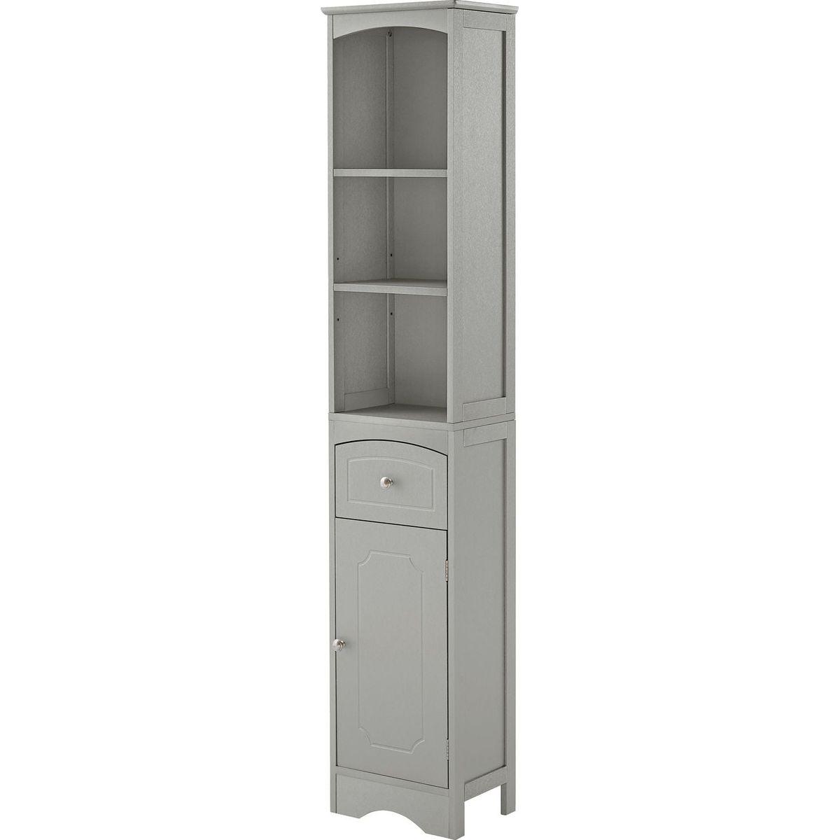 Tall Bathroom Cabinet, Freestanding Storage Cabinet with Drawer, MDF Board, Adjustable Shelf, Grey