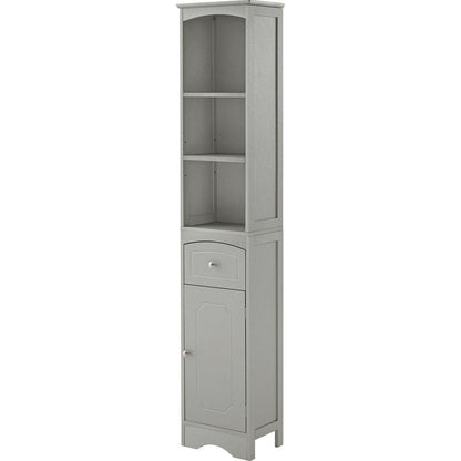 Tall Bathroom Cabinet, Freestanding Storage Cabinet with Drawer, MDF Board, Adjustable Shelf, Grey