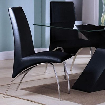 Pervis Side Chair (Set-2) in Black PU & Chrome