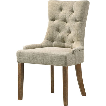 Yotam Side Chair, Beige Fabric & Salvaged Oak Finish