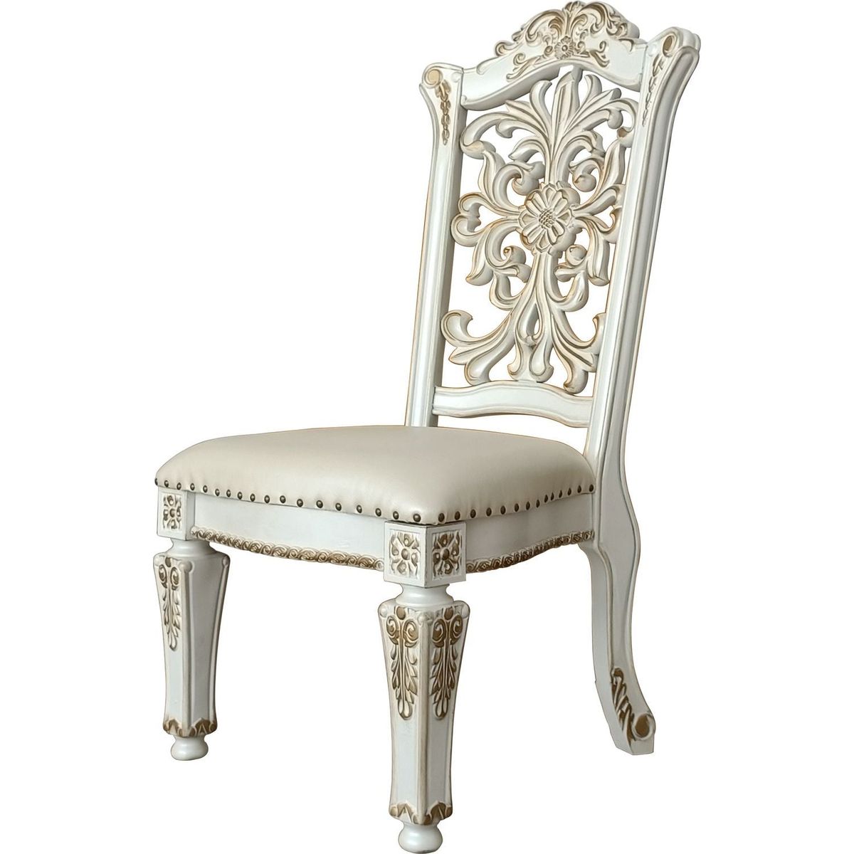 Vendom Side Chair (Set-2), PU & Antique Pearl Finish