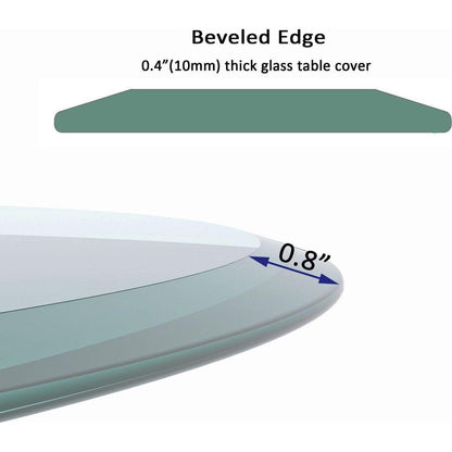 24" Inch Round Tempered Glass Table Top Clear Glass 3/8" Fan