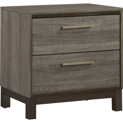 Contemporary Styling 1pc Nightstand of 2x Drawers w Antique Bar Pulls Two-Tone Finish Wooden Bedroom Furniture