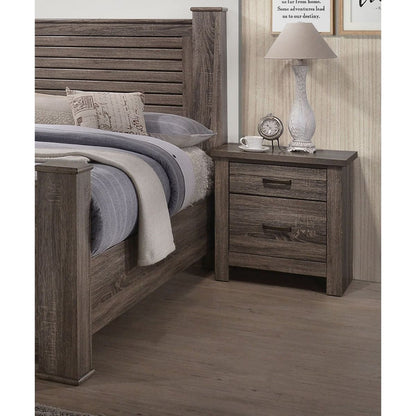 Natural Finish Striking Wooden Nightstand Bedside Table 2x Drawers Storage bedroom Furniture