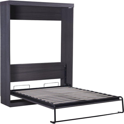 Full Size Murphy Bed with Wardrobe and Drawers, Storage Bed, can be Folded into a Cabinet, Gray