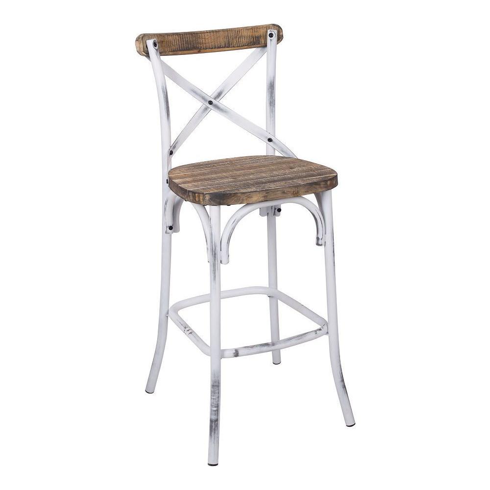 Zaire Bar Chair (1Pc) in Antique White & Antique Oak