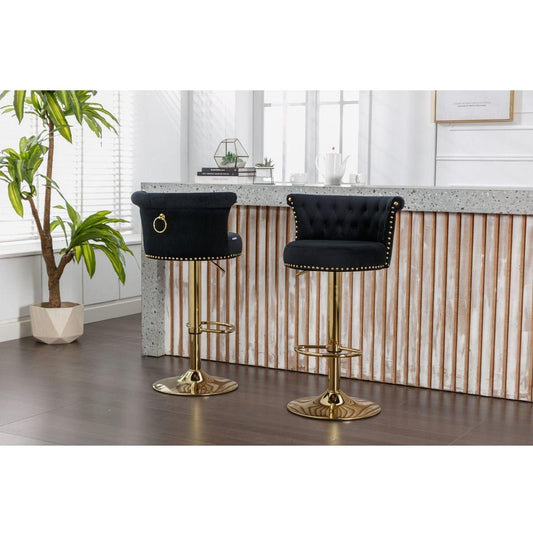 Swivel Bar Stools Set of 2 Adjustable Counter Height Chairs with Footrest for Kitchen, Dining Room 2PC/SET