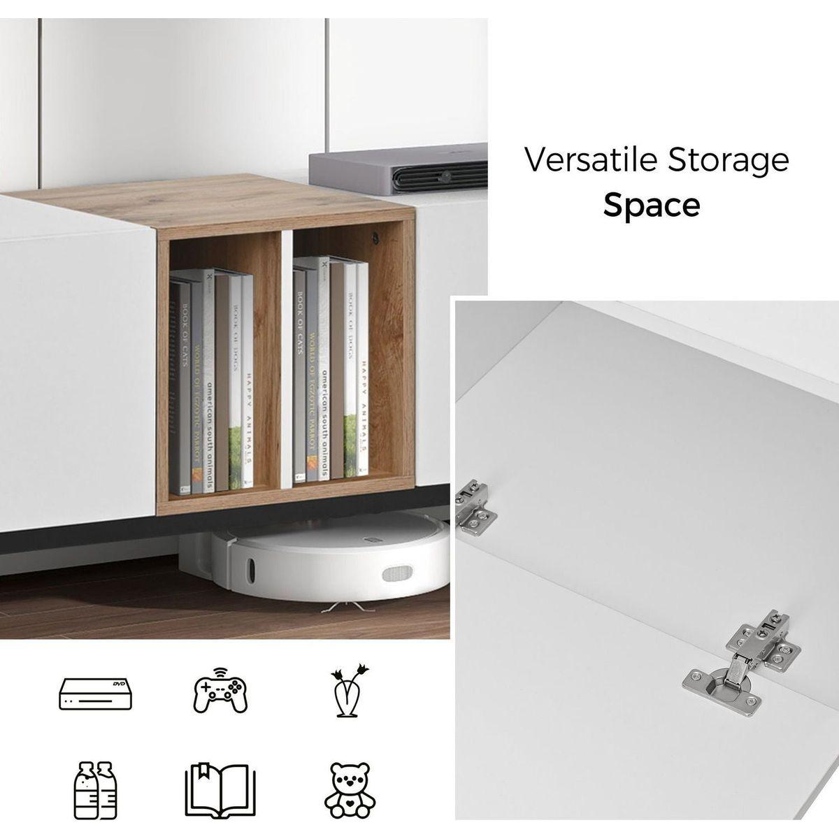 Modern TV Stand for 80" TV with 3 Doors, Media Console Table, Entertainment Center with Large Storage Cabinet for Living Room, Bedroom