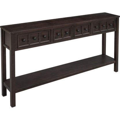 Rustic Entryway Console Table, 60" Long Sofa Table with two Different Size Drawers and Bottom Shelf for Storage (Espresso)