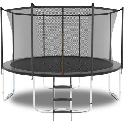 8FT Trampoline with Safety Enclosure Net, Outdoor Trampoline with Heavy Duty Jumping Mat and Spring Cover Padding for Kids and Adults