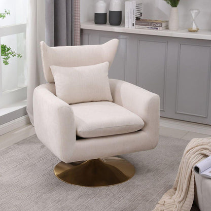 Classic Mid-Century 360-degree Swivel Accent Chair, Beige Linen