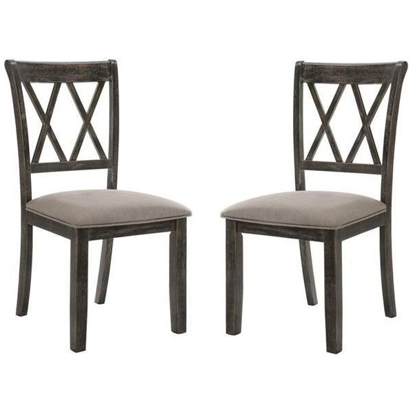 Claudia II Side Chair (Set-2) in Fabric & Weathered Gray