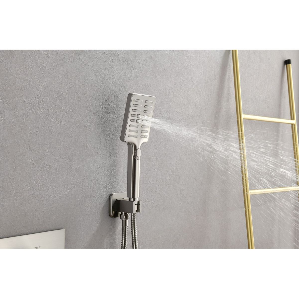 Wall Mounted Waterfall Rain Shower System With 3 Body Sprays & Handheld Shower