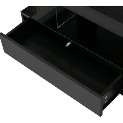 LED Coffee Table with Storage, Modern Center Table with 2 Drawers and Display Shelves, Accent Furniture with LED Lights for Living Room,Black