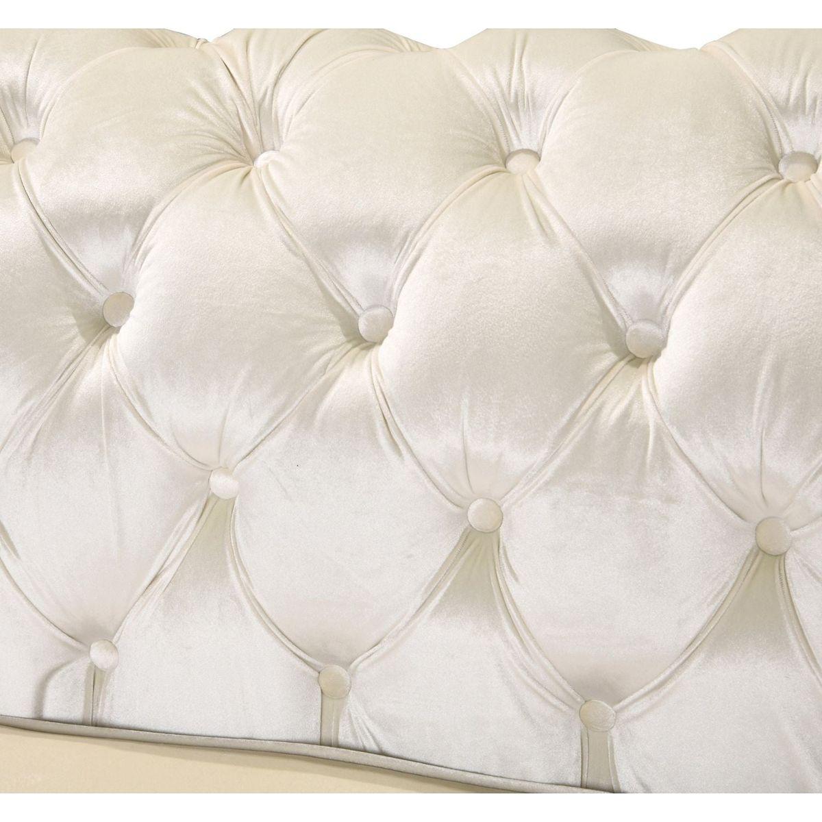 Velvet Luxury Chesterfield Sofa Set, 84 Inches Tufted 3 Seat Couch with Gold Stainless for Living Room, Beige Fabric