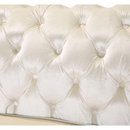 Velvet Luxury Chesterfield Sofa Set, 84 Inches Tufted 3 Seat Couch with Gold Stainless for Living Room, Beige Fabric