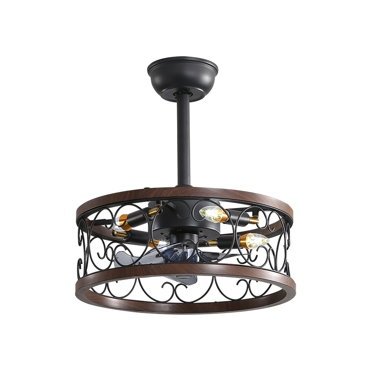 18inch Caged Ceiling Fan with Lights Remote Control for APP