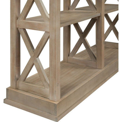 Console Table with 3-Tier Open Storage Spaces and " X"