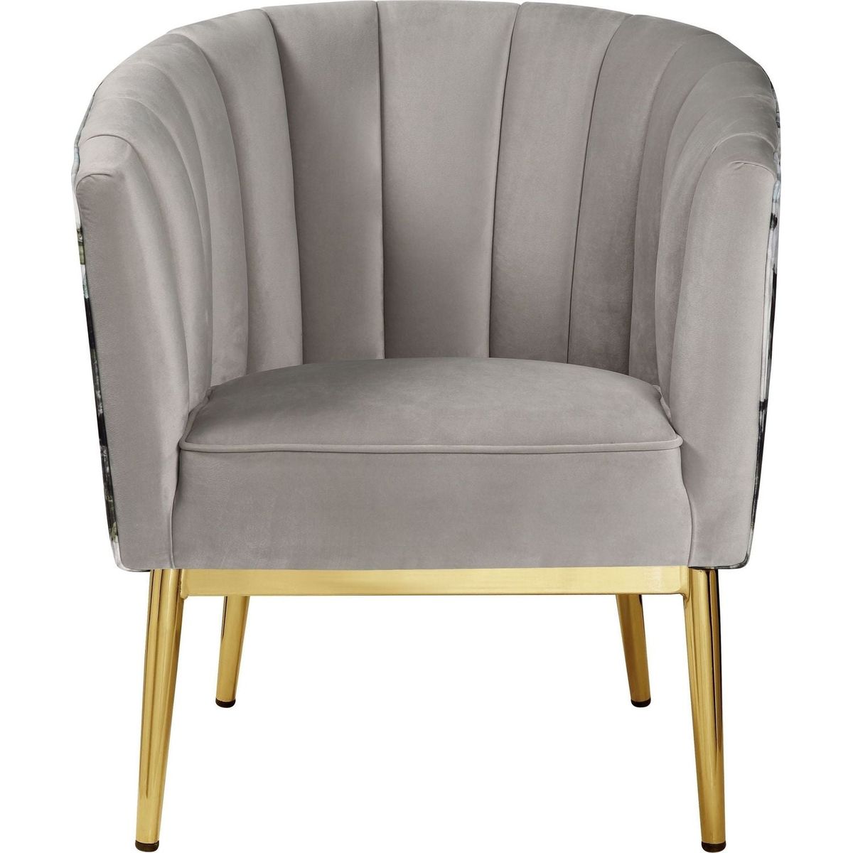 Colla Accent Chair, Gray Velvet & Gold