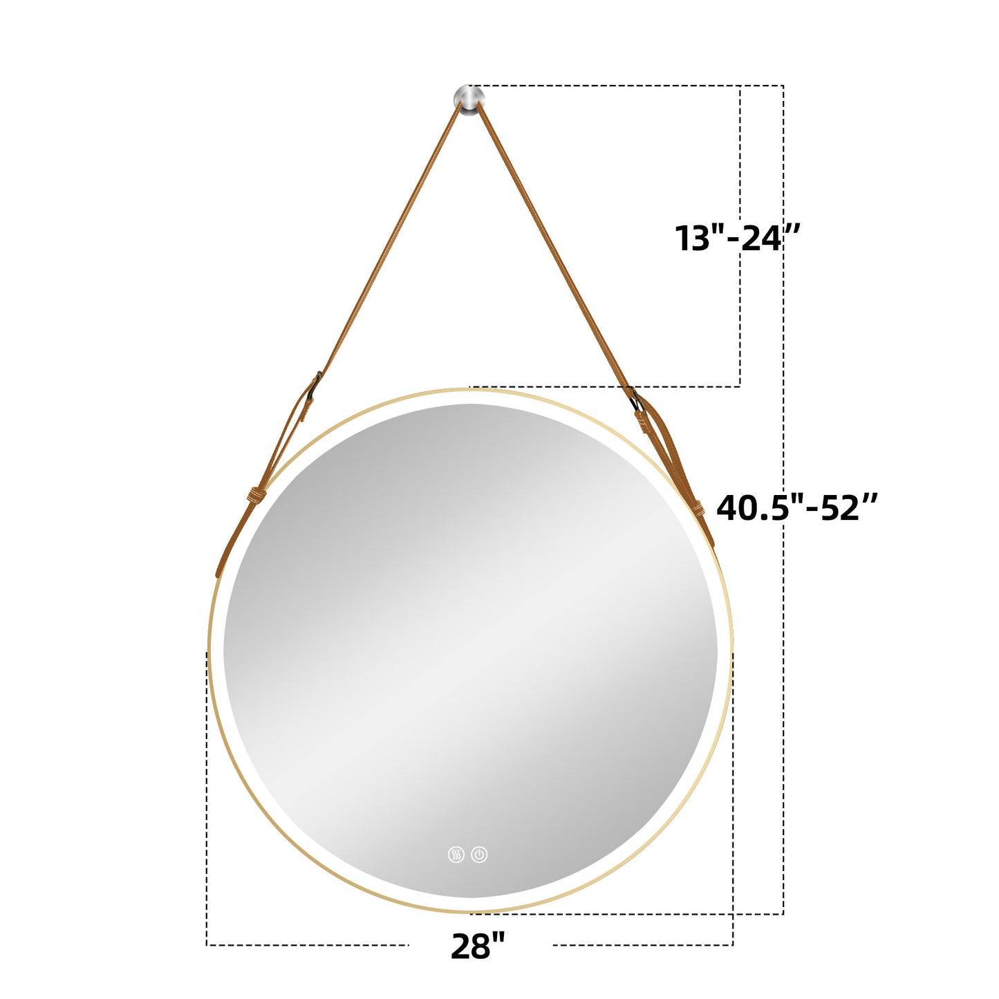 Bathroom LED Mirror 28 Inch Round Bathroom Mirror with Lights Smart 3 Lights Dimmable Illuminated Bathroom Mirror Wall Mounted Large LED Mirror Anti-Fog Lighted Vanity Mirror