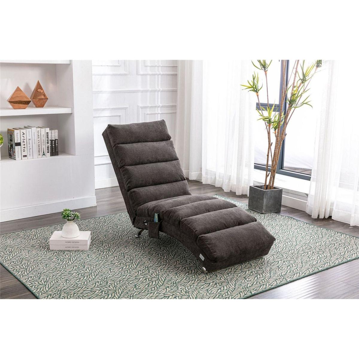 Linen Chaise Lounge Indoor Chair, Modern Long Lounger for Office or Living Room