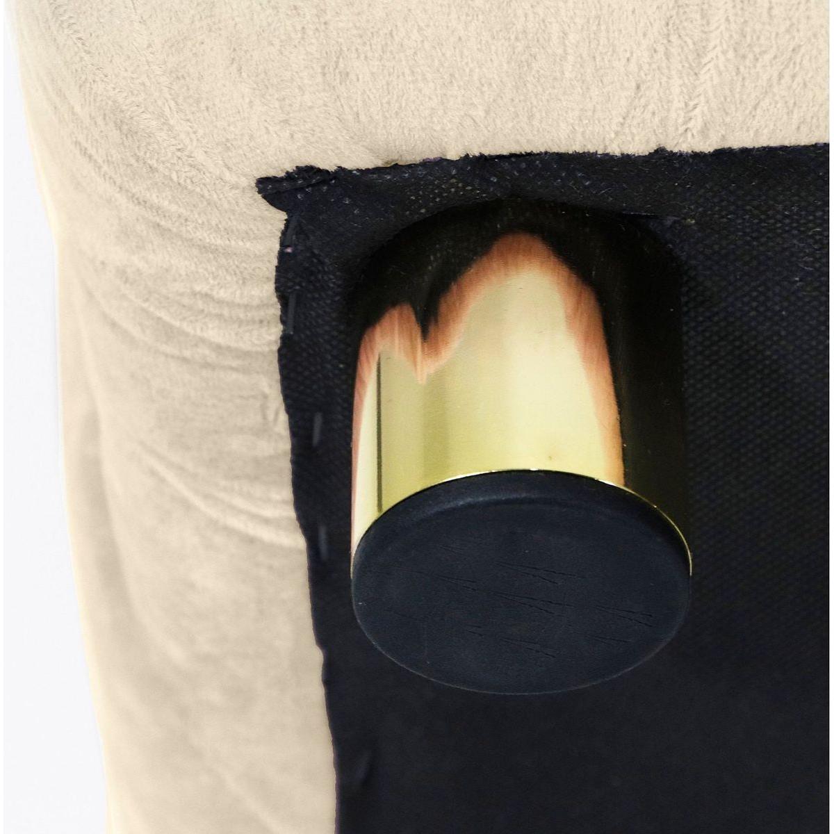 Beige Modern Velvet Upholstered Ottoman, Exquisite Small End Table, Soft Foot Stool, Dressing Makeup Chair, Comfortable Seat for Living Room, Bedroom, Entrance