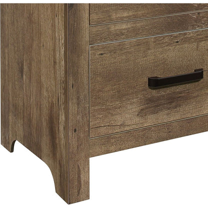 Bedroom Wooden Nightstand 1pc Weathered Pine Finish 2x Drawers Transitional Style Furniture