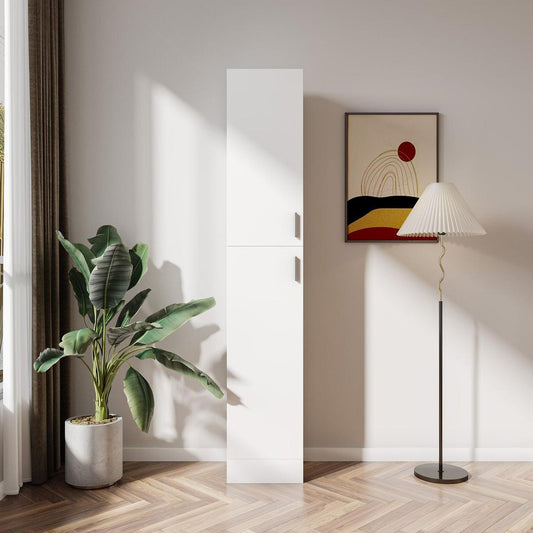 Freestanding Cabinet with Inadjustable Shelves and two Doors for Kitchen, Dining Room, White - Streamdale Furniture