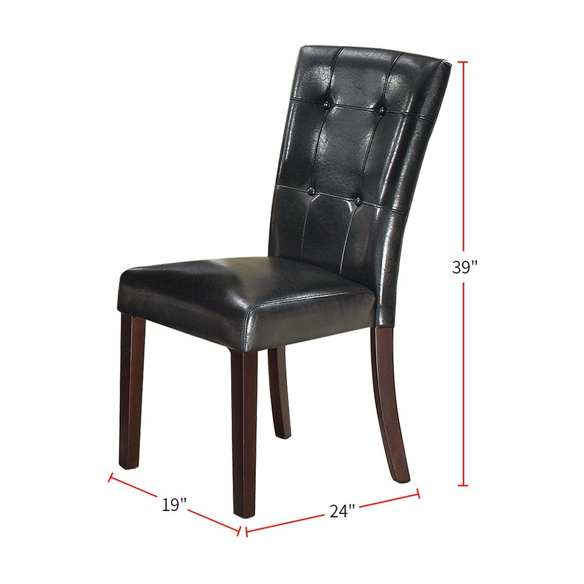 Leather Upholstered Dining Chair, Black (Set of 2)