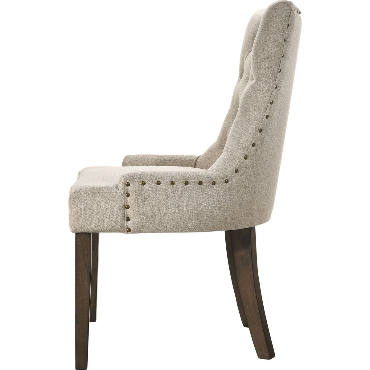 Farren Side Chair, Beige Fabric & Espresso Finish