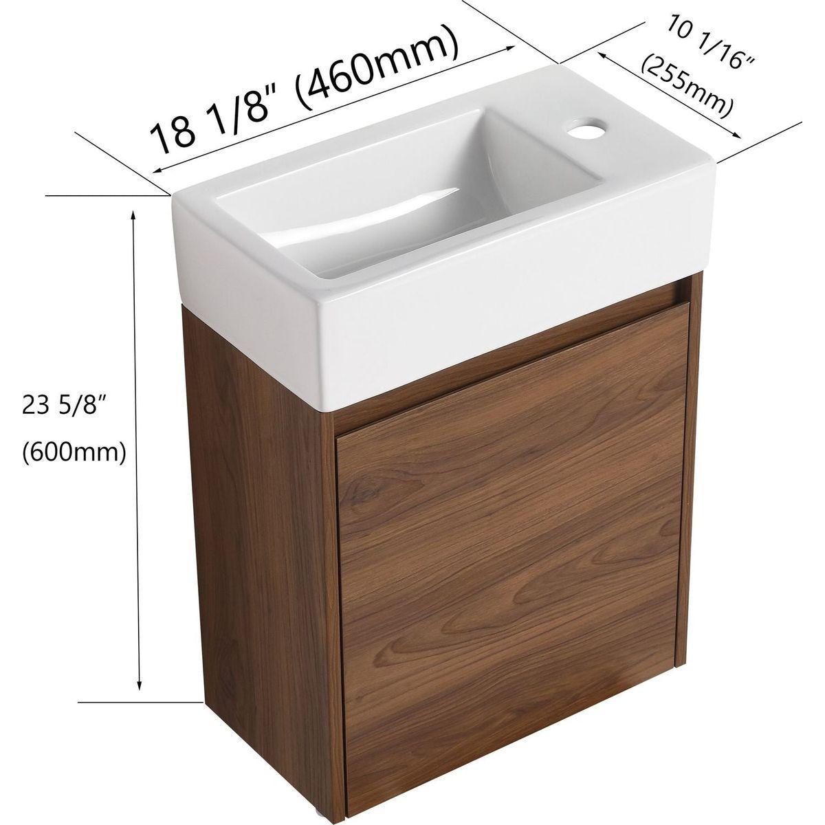 18 Inch Floating Small Bathroom Vanity With Single Sink, Suitable For Small Bathroom-BVB03018BRE