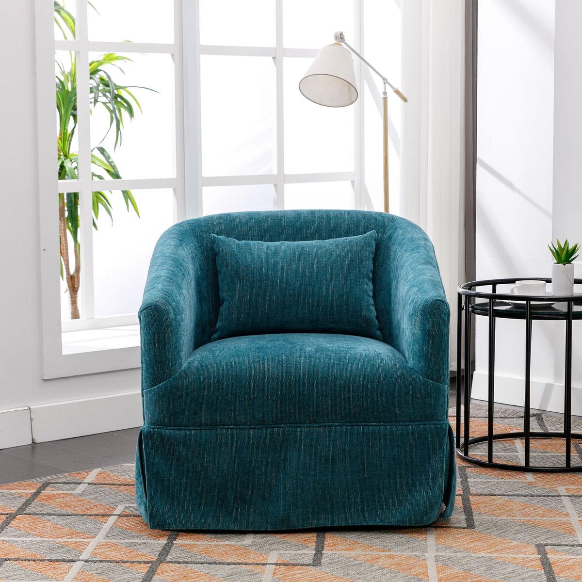 degree Swivel Accent Armchair Linen Blend Green