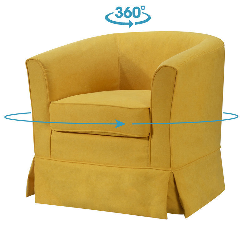 Tucker Yellow Woven Fabric Swivel Barrel Chair