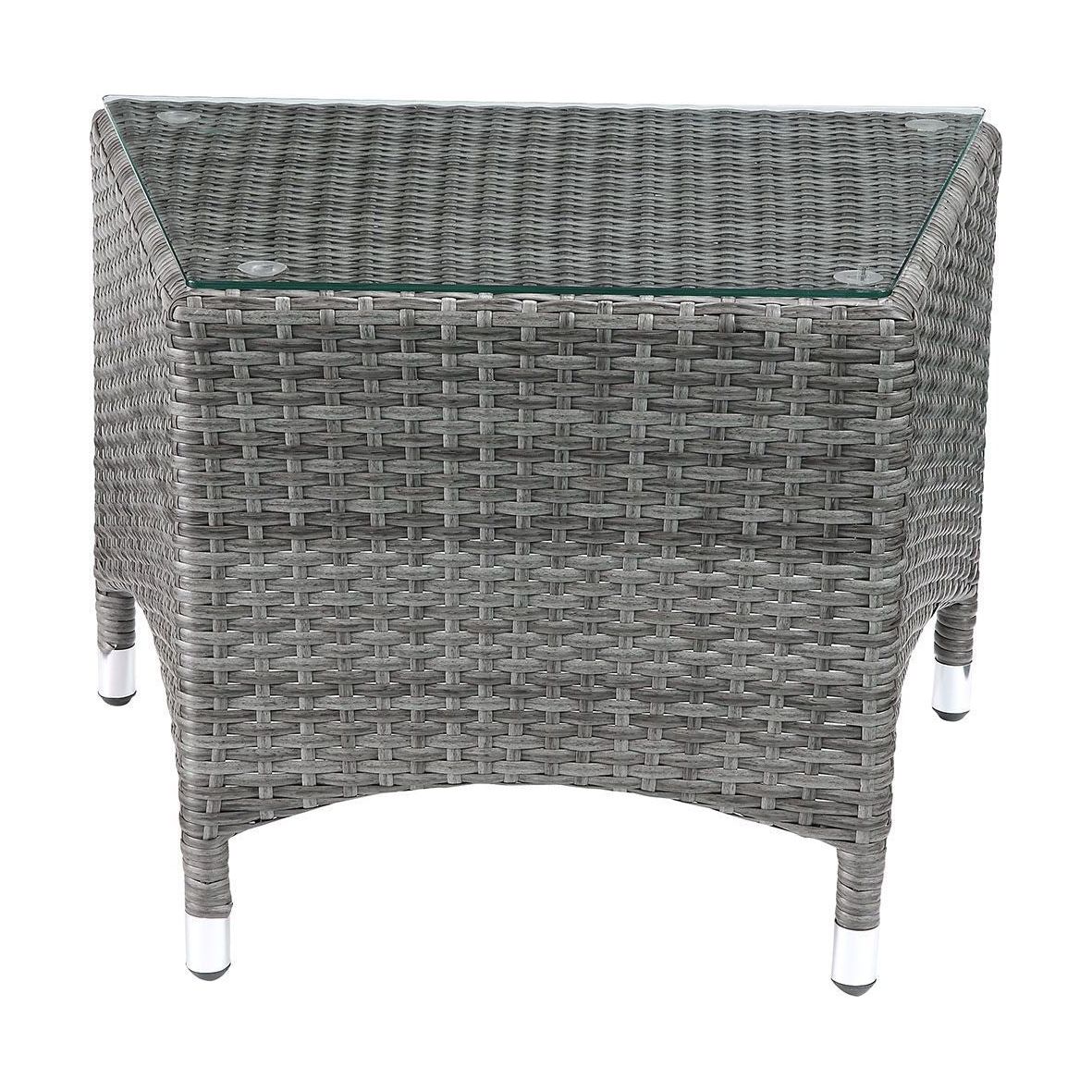 Tashelle Patio Bistro Set (3Pc) in Gray Fabric & Gray Wicker