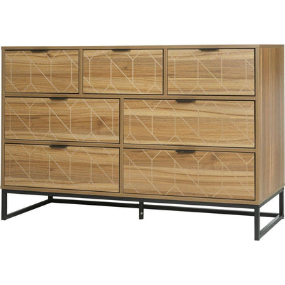 Modern 7 Drawer Dresser Wood Cabinet (Walnut)
