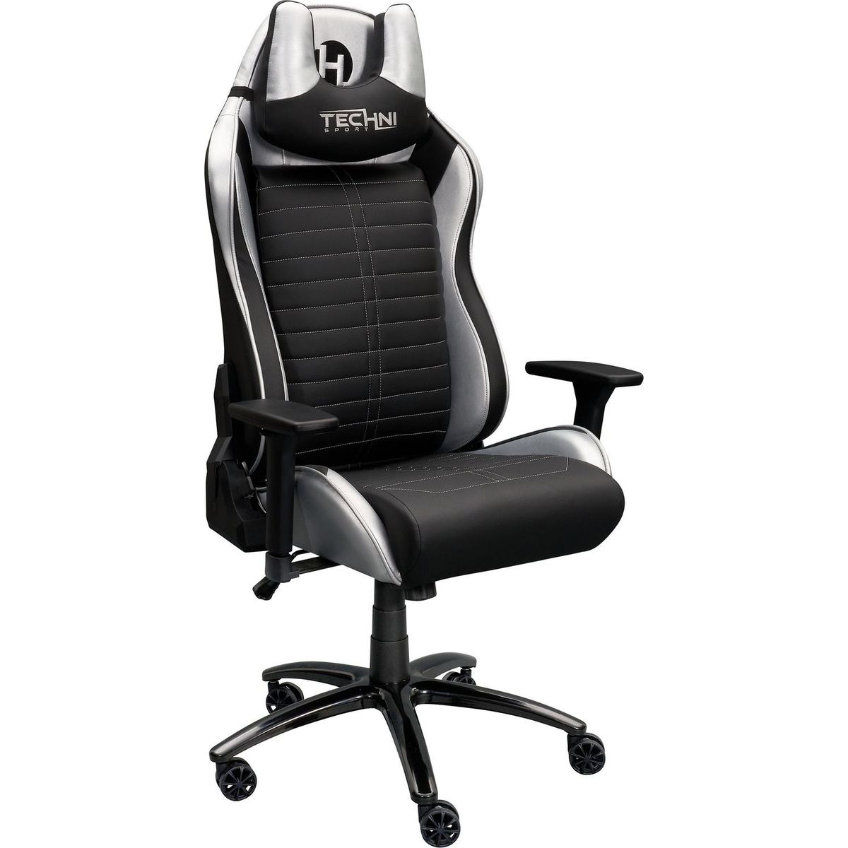 Techni Sport Ergonomic Racing Style Gaming Chair - Silver